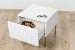 Bogart Szafki Nocne*NICOLE SZAFKA NOCNA 46 1SZ (2 szt.) - biały mat / złoty stelaż