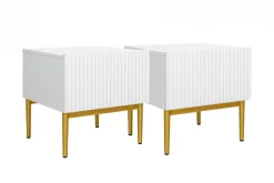 Bogart Szafki Nocne*NICOLE SZAFKA NOCNA 46 1SZ (2 szt.) - biały mat / złoty stelaż
