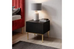 Bogart Szafki I Regały*NICOLE SZAFKA NOCNA 46 1SZ (2 szt.) - czarny mat / złoty stelaż