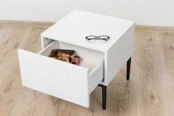 Bogart Szafki Nocne*NICOLE SZAFKA NOCNA 46 1SZ (2 szt.) - biały mat / czarny stelaż