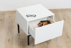 Bogart Szafki Nocne*NICOLE SZAFKA NOCNA 46 1SZ (2 szt.) - biały mat / czarny stelaż