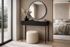 Bogart Toaletki I Konsole*NICOLE TOALETKA 100 2SZ - czarny mat / czarny stelaż + NICOLE LUSTRO 80 - czarny