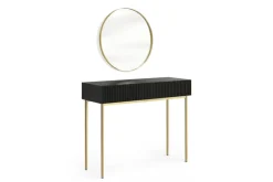 Bogart Toaletki Do Sypialni|Toaletki I Konsole*NICOLE TOALETKA 100 2SZ - czarny mat / złoty stelaż + NICOLE LUSTRO 60 - złoty