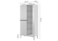 Bogart Witryny*NICOLE WITRYNA 100 2D - cashmere / złoty stelaż