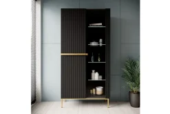 Bogart Witryny*NICOLE WITRYNA 100 2D - czarny mat / złoty stelaż