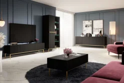 Bogart Witryny*NICOLE WITRYNA 100 2D - czarny mat / złoty stelaż