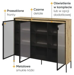 Lenart Szafki I Regały Do Biura|Witryny Do Jadalni*Niska szklana witryna Trend TR-08 dąb artisan