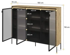 Lenart Szafki I Regały Do Biura|Witryny Do Jadalni*Niska szklana witryna Trend TR-08 dąb artisan