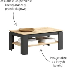 Mebelbos Stoliki Kawowe I Ławy*Nowoczesny stolik kawowy w kolorze grafit/dąb evok Esteban