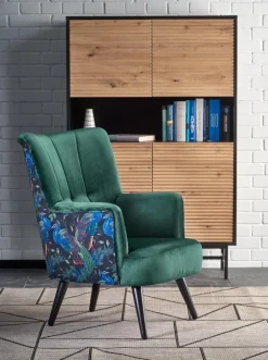 Halmar Fotele*PAGONI fotel wypoczynkowy c. zielony / czarny (tkanina Bluvel #78) (1p=1szt)1 sztuka