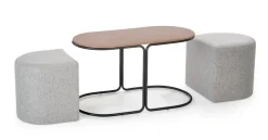Halmar Pufy Do Salonu|Ławy I Stoliki Do Salonu*PAMPA, ława z pufami, blat: orzech, nogi: czarny, pufa: popielaty (1p=1szt)1 sztuka
