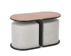 Halmar Pufy Do Salonu|Ławy I Stoliki Do Salonu*PAMPA, ława z pufami, blat: orzech, nogi: czarny, pufa: popielaty (1p=1szt)1 sztuka