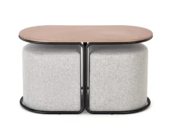 Halmar Pufy Do Salonu|Ławy I Stoliki Do Salonu*PAMPA, ława z pufami, blat: orzech, nogi: czarny, pufa: popielaty (1p=1szt)1 sztuka