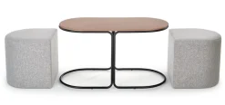 Halmar Pufy Do Salonu|Ławy I Stoliki Do Salonu*PAMPA, ława z pufami, blat: orzech, nogi: czarny, pufa: popielaty (1p=1szt)1 sztuka