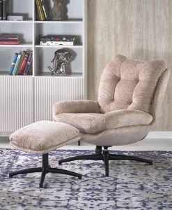 Halmar Fotele*PESTO fotel z podnóżkiem / funkcja kołyski, beżowy1 sztuka