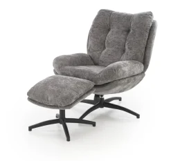 Halmar Fotele*PESTO fotel z podnóżkiem / funkcja kołyski, popielaty1 sztuka
