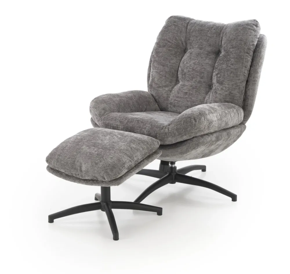 Halmar Fotele*PESTO fotel z podnóżkiem / funkcja kołyski, popielaty1 sztuka