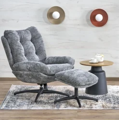 Halmar Fotele*PESTO fotel z podnóżkiem / funkcja kołyski, popielaty1 sztuka