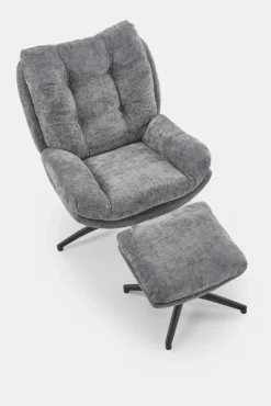 Halmar Fotele*PESTO fotel z podnóżkiem / funkcja kołyski, popielaty1 sztuka