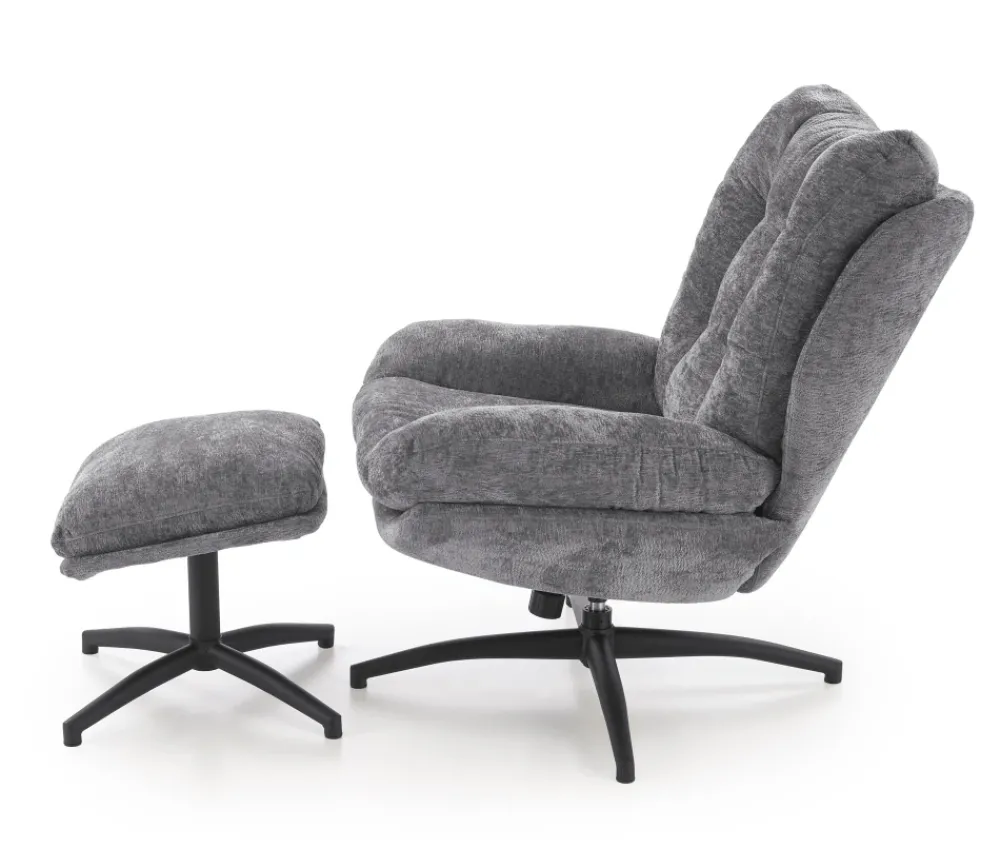 Halmar Fotele*PESTO fotel z podnóżkiem / funkcja kołyski, popielaty1 sztuka