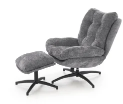 Halmar Fotele*PESTO fotel z podnóżkiem / funkcja kołyski, popielaty1 sztuka