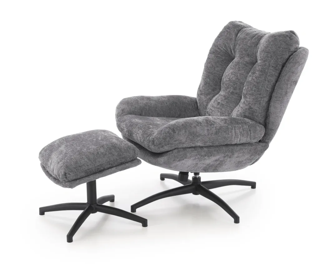 Halmar Fotele*PESTO fotel z podnóżkiem / funkcja kołyski, popielaty1 sztuka