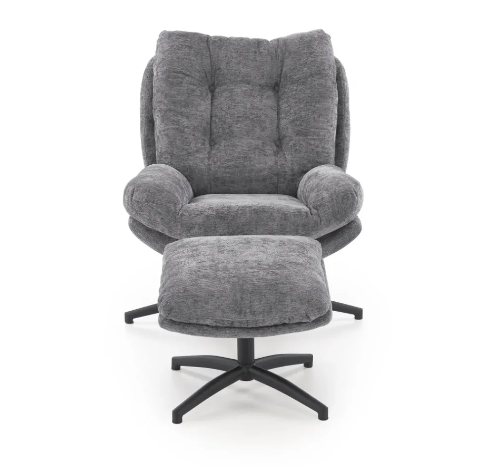 Halmar Fotele*PESTO fotel z podnóżkiem / funkcja kołyski, popielaty1 sztuka