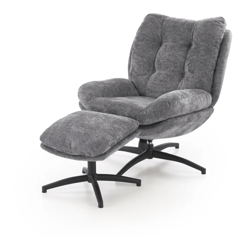 Halmar Fotele*PESTO fotel z podnóżkiem / funkcja kołyski, popielaty1 sztuka