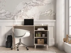 ML Meble Biurka*Piaskowe biurko Mevel 07 z szarym frontem