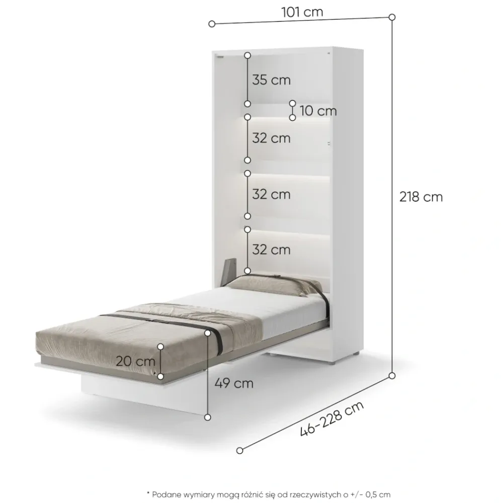 Lenart Tapczany|Półkotapczany Pionowe*PÓŁKOTAPCZAN PIONOWY BIAŁY BC-03 BED CONCEPT