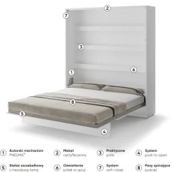 Lenart Tapczany|Półkotapczany Pionowe*PÓŁKOTAPCZAN PIONOWY BIAŁY BC-13 BED CONCEPT