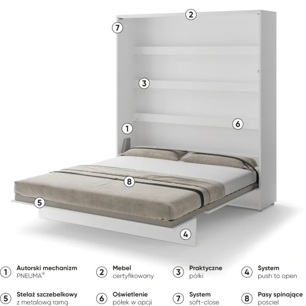 Lenart Tapczany|Półkotapczany Pionowe*PÓŁKOTAPCZAN PIONOWY BIAŁY BC-13 BED CONCEPT