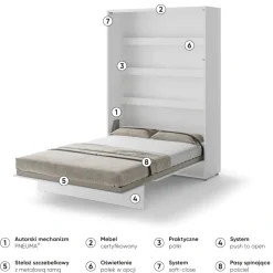 Lenart Tapczany|Półkotapczany Pionowe*PÓŁKOTAPCZAN PIONOWY BIAŁY BC-01 BED CONCEPT