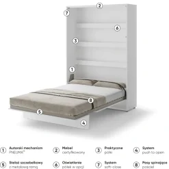 Lenart Tapczany|Półkotapczany Pionowe*PÓŁKOTAPCZAN PIONOWY BIAŁY POŁYSK BC-01 BED CONCEPT