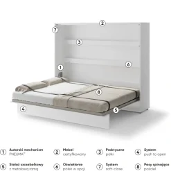 Lenart Tapczany|Półkotapczany Poziome*PÓŁKOTAPCZAN POZIOMY BIAŁY BC-14 BED CONCEPT