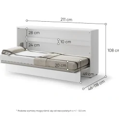 Lenart Tapczany|Półkotapczany Poziome*PÓŁKOTAPCZAN POZIOMY BIAŁY POŁYSK BC-06 BED CONCEPT