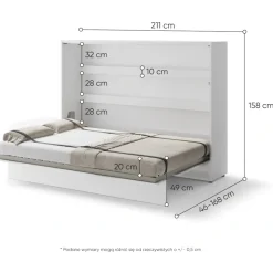 Lenart Tapczany|Półkotapczany Poziome*PÓŁKOTAPCZAN POZIOMY BIAŁY POŁYSK BC-04 BED CONCEPT