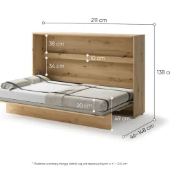 Lenart Tapczany|Półkotapczany Poziome*PÓŁKOTAPCZAN POZIOMY DĄB ARTISAN BC-05 BED CONCEPT