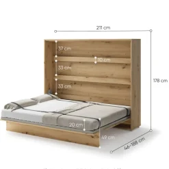 Lenart Tapczany|Półkotapczany Poziome*PÓŁKOTAPCZAN POZIOMY DĄB ARTISAN BC-14 BED CONCEPT