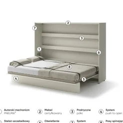 Lenart Tapczany|Półkotapczany Poziome*PÓŁKOTAPCZAN POZIOMY KASZMIR BC-04 BED CONCEPT