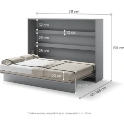 Lenart Tapczany|Półkotapczany Poziome*PÓŁKOTAPCZAN POZIOMY SZARY BC-04 BED CONCEPT