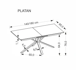 Halmar Stoły*PLATAN stół rozkładany, biały marmur / czarny (2p=1szt)1 sztuka