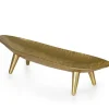 ArteHome Misy Dekoracyjne*Półmisek podłużny w złotym kolorze o metalowym wykończeniu na czterech niskich nóżkach 47x10 cm