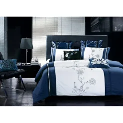 ArteHome Pościel*Pościel z mikrofibry Meda premium w biało-granatowym kolorze 200/220 cm