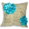 ArteHome Poduszki*Poduszka dekoracyjna niebieskie kwiaty 45x45