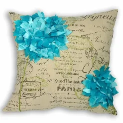 ArteHome Poduszki*Poduszka dekoracyjna niebieskie kwiaty 45x45