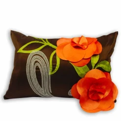 ArteHome Poduszki*Poduszka dekoracyjna pomarańczowe kwiaty 50x35
