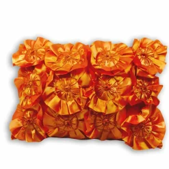 ArteHome Poduszki*Poduszka dekoracyjna w pomarańczowym kolorze w naszyte kwiaty 50x35