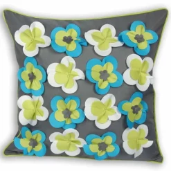 ArteHome Poduszki*Poduszka zewnętrzna tarasowa w kolorze szarym w naszyte wielokolorowe kwiaty