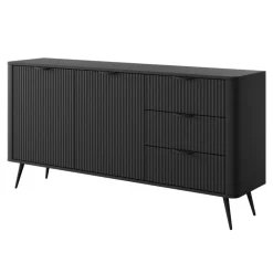 Laski Meble Komody Do Biura|Komody Do Przedpokoju*Pojemna komoda z szufladami i półkami czarna Lante 2d3s 163